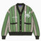 Wisdom Of Age City Cardigan in Sage Green with striped pattern and brand logo on a white background