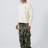 Male Model Wearing Cream Wisdom Of Age knit thermal
