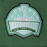 Wisdom Of Age Skyline patch with 'Wisdom of Age New York City' design on a sage green background