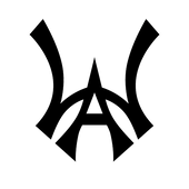 "WA" brand logo in a monogram font connecting the "W" and "A" in the color black
