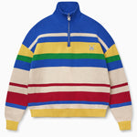 Colorful striped sweater with a WA logo on a white background