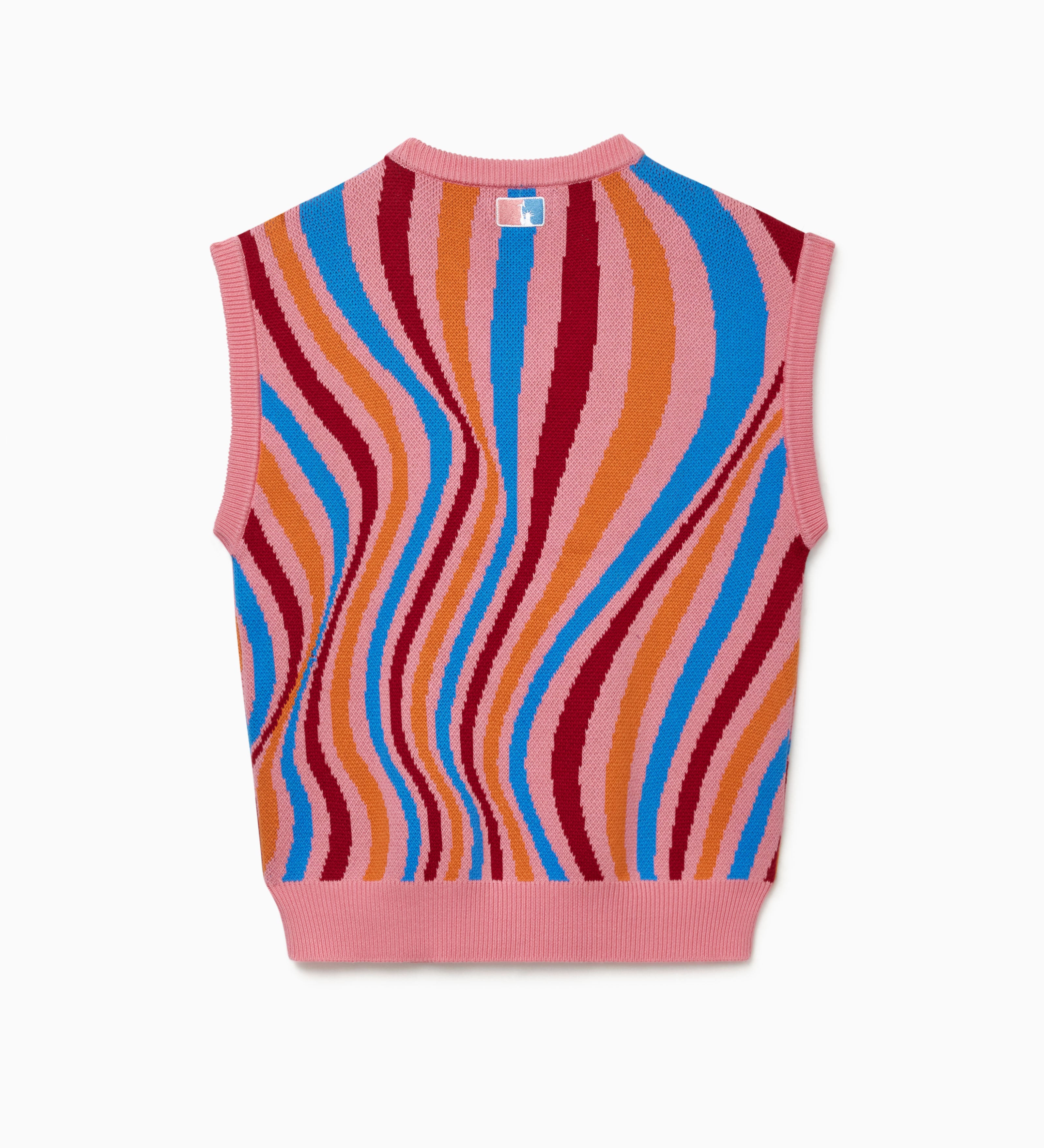 Colorful striped sweater vest on a white background