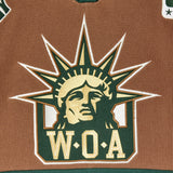 Close up of the WOA Liberty Embroidered on the front.