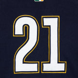 Black knitted Soccer Jersey jersey with number 21 and the 'NY Tough' logo on the upper neck.