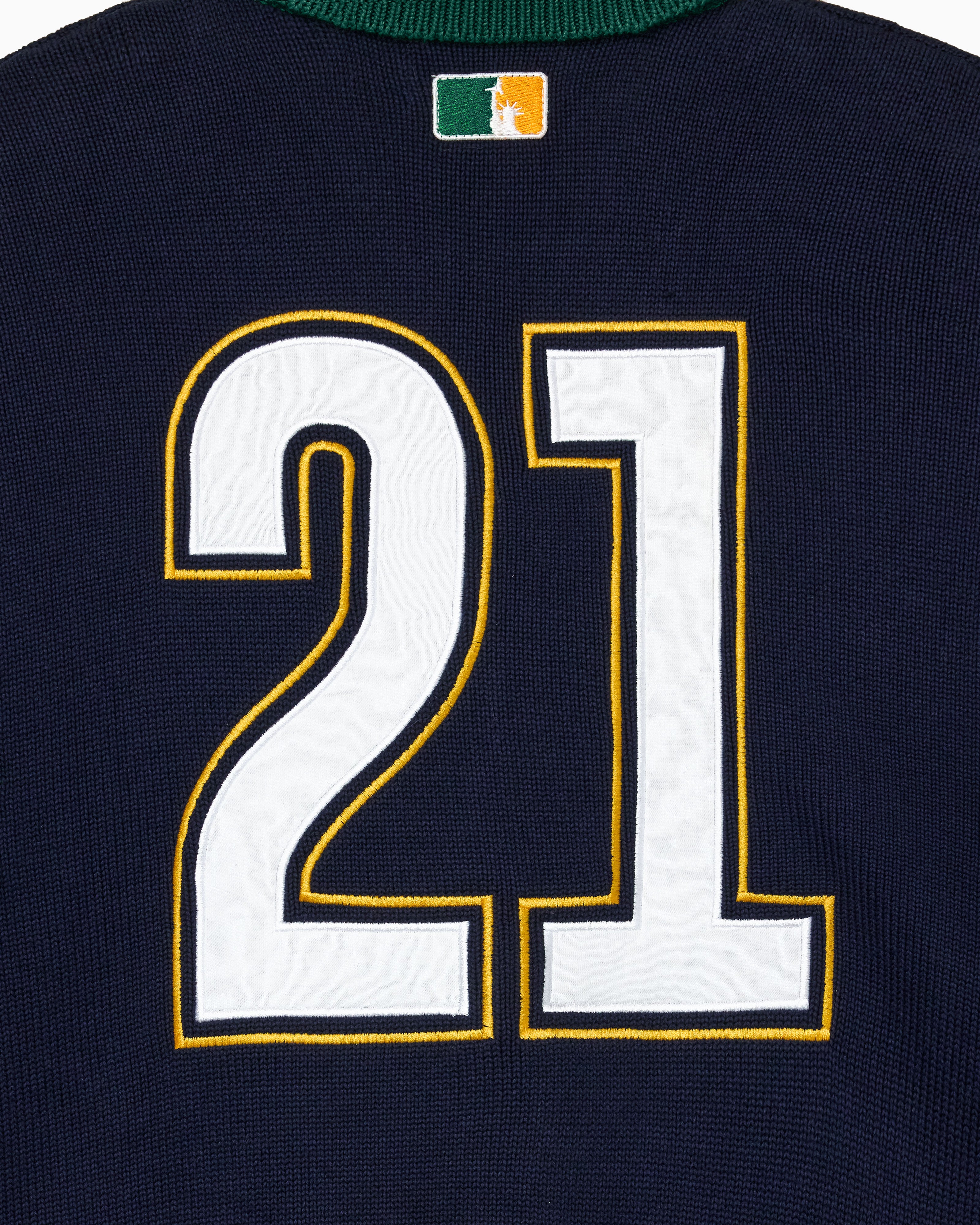 Black knitted Soccer Jersey jersey with number 21 and the 'NY Tough' logo on the upper neck.