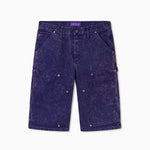 WOA Canvas Carpenter Shorts in Purple with WOA brand label on a white background
