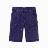 WOA Canvas Carpenter Shorts in Purple with WOA brand label on a white background