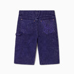 WOA Canvas Carpenter Shorts in Purple with WA logo on right back pocket on a white background