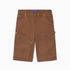 WOA Canvas Carpenter Shorts in Brick with WOA brand label on a white background